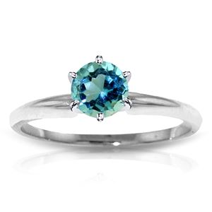 ALARRI 0.65 Carat 14K Solid White Gold Solitaire Ring Natural Blue Topaz