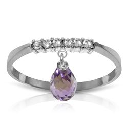 ALARRI 1.45 CTW 14K Solid White Gold Ring Natural Diamond Dangling Amethyst