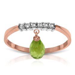 ALARRI 1.45 Carat 14K Solid Rose Gold Ring Natural Diamond Dangling Peridot