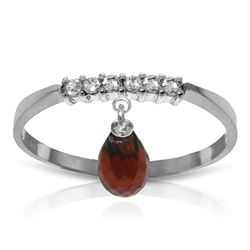 ALARRI 1.45 CTW 14K Solid White Gold Ring Natural Diamond Dangling Garnet