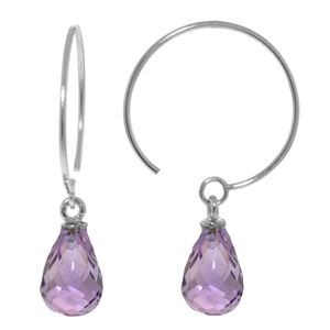 ALARRI 1.35 CTW 14K Solid White Gold Circle Wire Earrings Amethyst