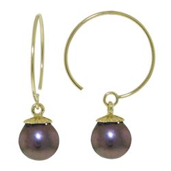 ALARRI 4 Carat 14K Solid Gold Circle Wire Earrings Black Pearl