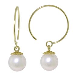 ALARRI 4 Carat 14K Solid Gold Circle Wire Earrings Natural Pearl