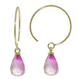 ALARRI 1.35 Carat 14K Solid Gold Circle Wire Earrings Pink Topaz