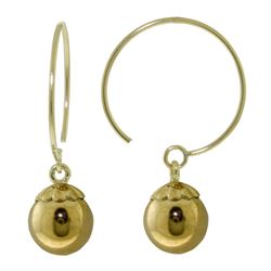 ALARRI 14K Solid Gold Circle Wire Earrings Ball Dangling