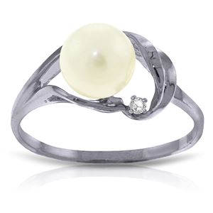 ALARRI 2.02 Carat 14K Solid White Gold Lara's World Pearl Diamond Ring