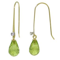 ALARRI 1.38 CTW 14K Solid Gold Fish Hook Earrings Diamond Peridot