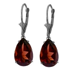 ALARRI 10 Carat 14K Solid White Gold Leverback Earrings Natural Garnet