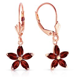 ALARRI 14K Solid Rose Gold Leverback Earrings w/ Natural Garnet