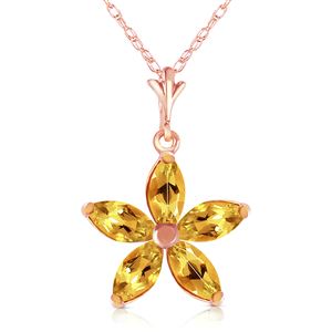 ALARRI 14K Solid Rose Gold Necklace w/ Natural Citrines