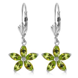 ALARRI 2.8 Carat 14K Solid White Gold Leverback Earrings Natural Peridot