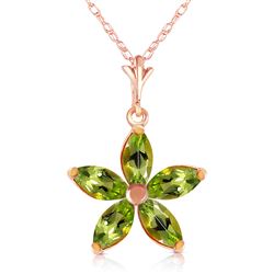 ALARRI 14K Solid Rose Gold Necklace w/ Natural Peridots