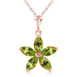 ALARRI 14K Solid Rose Gold Necklace w/ Natural Peridots