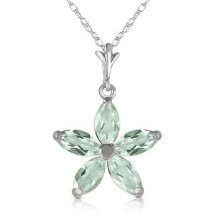 ALARRI 1.4 Carat 14K Solid White Gold Shall Be Again Green Amethyst Necklace