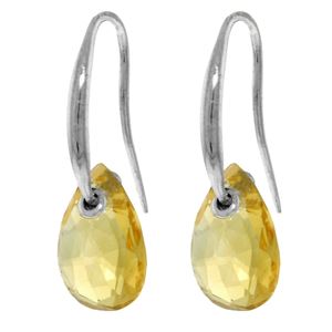 ALARRI 8 Carat 14K Solid White Gold Fish Hook Earrings Citrine