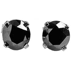 ALARRI 2 Carat 14K Solid White Gold Stud Earrings 2.0 Carat Natural Black Diamond