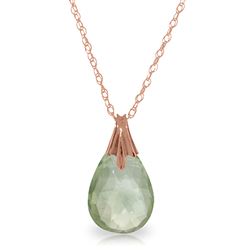 ALARRI 14K Solid Rose Gold Necklace w/ Briolette Green Amethyst