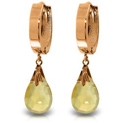 ALARRI 14K Solid Rose Gold Hoop Earrings w/ Natural Citrines