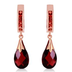 ALARRI 14K Solid Rose Gold Hoop Earrings w/ Natural Garnets