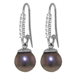 ALARRI 8.18 Carat 14K Solid White Gold Glimpses Black Pearl Diamond Earrings