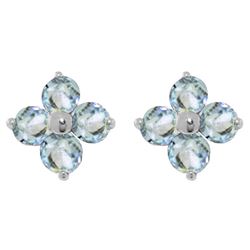 ALARRI 1.15 CTW 14K Solid White Gold Love Beam Aquamarine Earrings