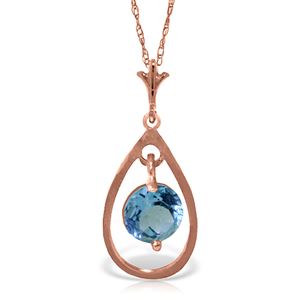 ALARRI 14K Solid Rose Gold Necklace w/ Natural Blue Topaz