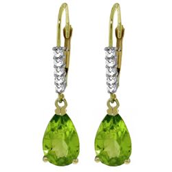 ALARRI 3.15 CTW 14K Solid Gold Leverback Earrings Natural Diamond Peridot