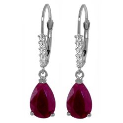 ALARRI 3.15 Carat 14K Solid White Gold Travel Light Ruby Diamond Earrings