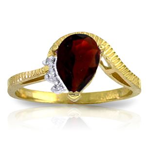 ALARRI 1.52 Carat 14K Solid Gold Sole Partner Garnet Diamond Ring
