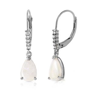 ALARRI 1.7 CTW 14K Solid White Gold Leverback Earrings Natural Diamond Opal