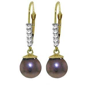 ALARRI 8.15 Carat 14K Solid Gold Pampered Pearl Diamond Earrings