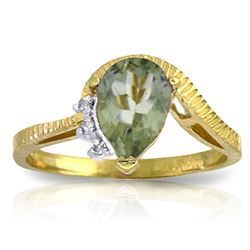 ALARRI 1.52 Carat 14K Solid Gold Ring Diamond Green Amethyst