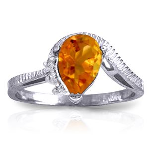 ALARRI 1.52 CTW 14K Solid White Gold Be Beautiful Citrine Diamond Ring