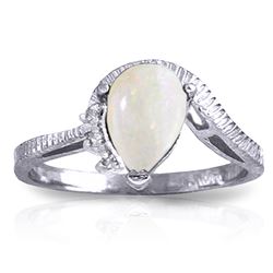 ALARRI 0.79 Carat 14K Solid White Gold Under The Elms Opal Diamond Ring