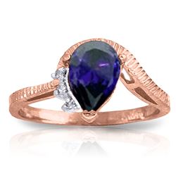 ALARRI 1.52 Carat 14K Solid Rose Gold Azur Sapphire Diamond Ring