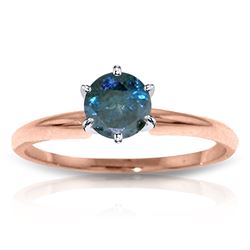 ALARRI 14K Solid Rose Gold Solitaire Ring w/ 0.50 Carat Natural Blue Diamond