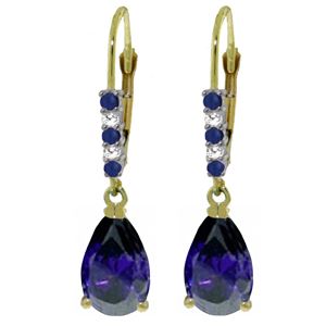 ALARRI 3.18 Carat 14K Solid Gold Longevity Sapphire Diamond Earrings