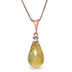 ALARRI 14K Solid Rose Gold Necklace w/ Natural Diamond & Citrine