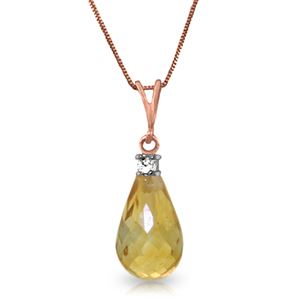 ALARRI 14K Solid Rose Gold Necklace w/ Natural Diamond & Citrine
