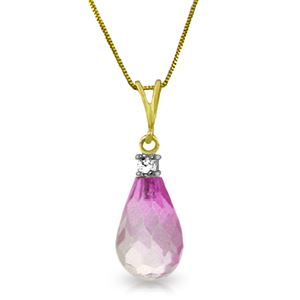 ALARRI 2.3 CTW 14K Solid Gold Cotton Candy Pink Topaz Diamond Necklace