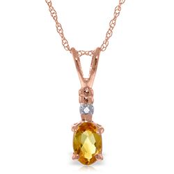ALARRI 14K Solid Rose Gold Necklace w/ Natural Diamond & Citrine