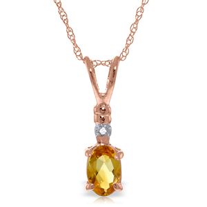 ALARRI 14K Solid Rose Gold Necklace w/ Natural Diamond & Citrine