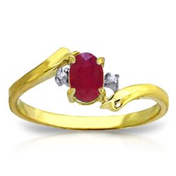 ALARRI 0.46 Carat 14K Solid Gold Rings Natural Diamond Ruby