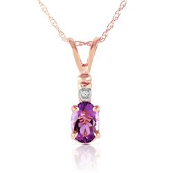 ALARRI 14K Solid Rose Gold Necklace w/ Natural Diamond & Purple Amethyst