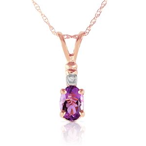 ALARRI 14K Solid Rose Gold Necklace w/ Natural Diamond & Purple Amethyst