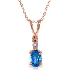 ALARRI 14K Solid Rose Gold Necklace w/ Natural Diamond & Blue Topaz