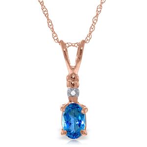 ALARRI 14K Solid Rose Gold Necklace w/ Natural Diamond & Blue Topaz