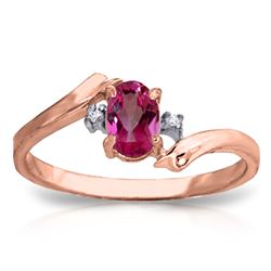 ALARRI 0.46 CTW 14K Solid Rose Gold Rings Natural Diamond Pink Topaz