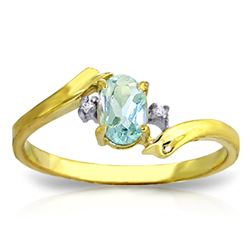 ALARRI 0.46 Carat 14K Solid Gold Rings Natural Diamond Aquamarine