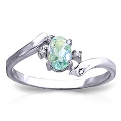 ALARRI 0.46 Carat 14K Solid White Gold Rings Natural Diamond Aquamarine